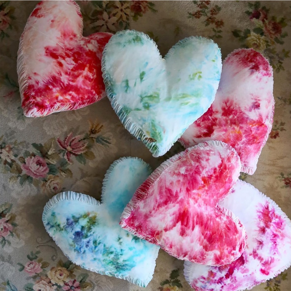 Rachel Ashwell Limited Edition Shabby Chic Couture Tie Dye Velvet Pillow Aqua